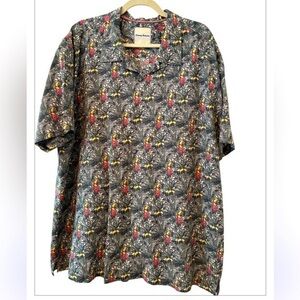 Tommy Bahama TOUCAN Silk / Cotton Camp‎ Shirt - Beach, Gray, Hawaiian 3X